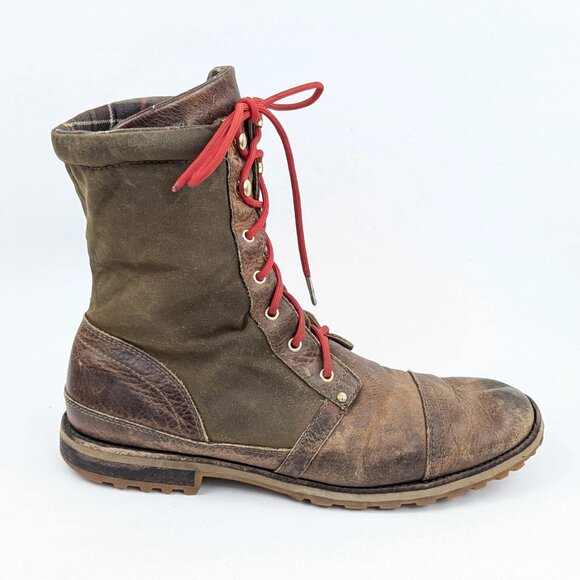 Barbour Mens Boots Size 10 1/2 Rockport Tartan Lined Leather & Canvas main image 11